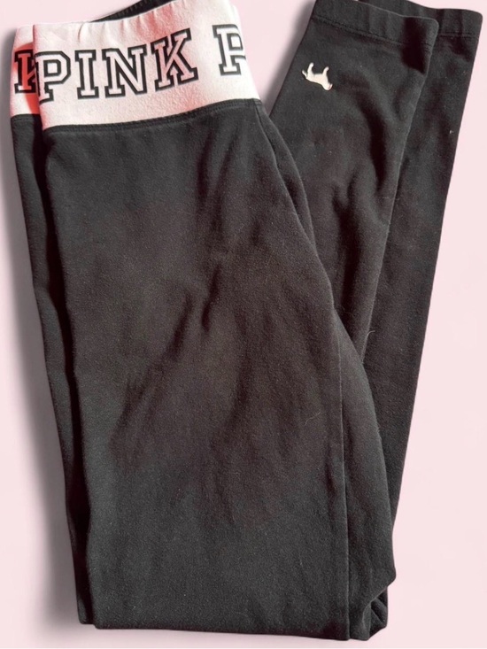 Victoria's Secret Pants - Victoria's Secret PINK Black Leggings with Pink Logo Waistband